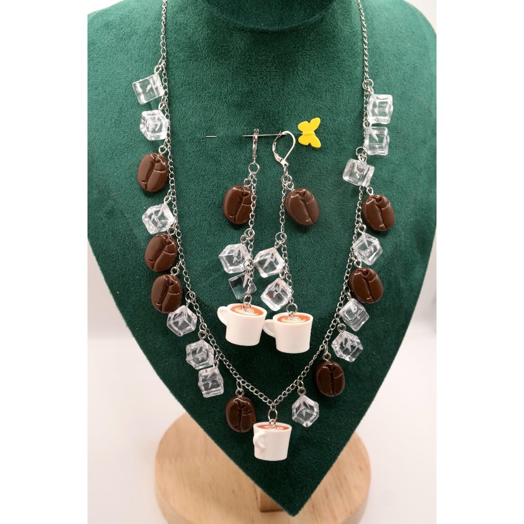 Coffee Coffee Coffee Necklace  Earrings